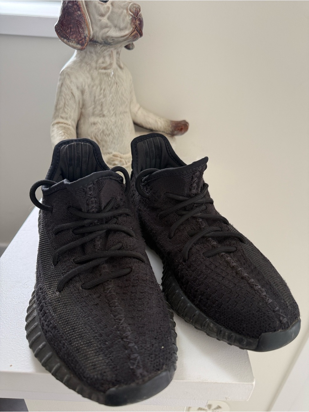 Authentic Yeezy Black Knit Lace-Up Sneakers